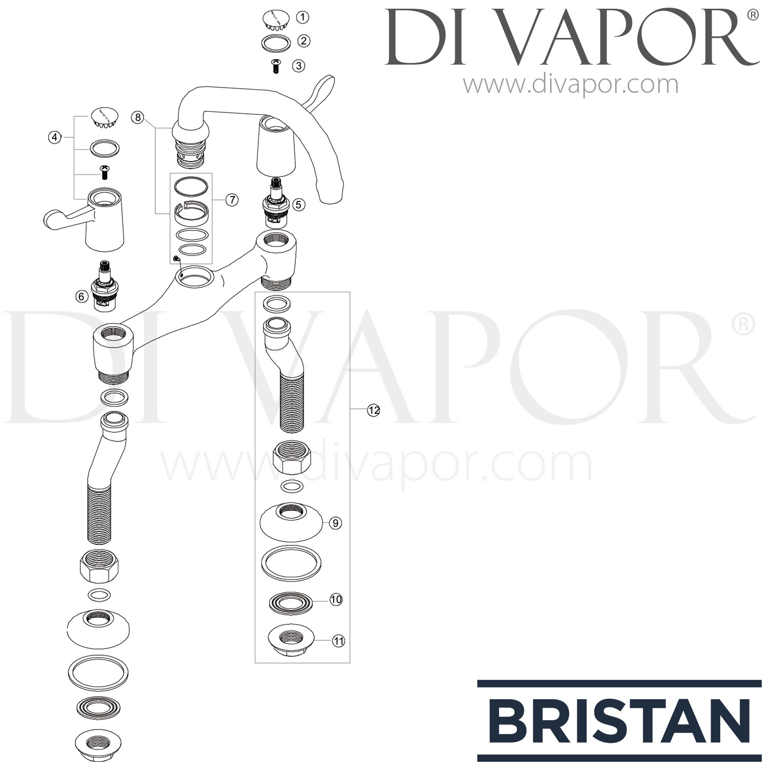 Bristan VAL PSNK C CD Lever Pillar Bridge Sink Mixer with 3 Inch (76mm